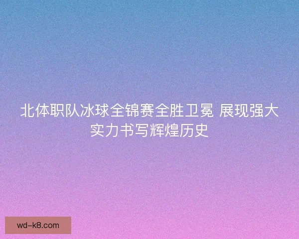 北体职队冰球全锦赛全胜卫冕 展现强大实力书写辉煌历史